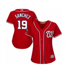 Women's Washington Nationals #19 Anibal Sanchez Authentic Red Alternate 1 Cool Base 2019 World Series Champions Baseball Jersey