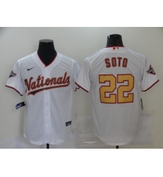 Men's Nike Washington Nationals #22 Juan Soto White Gold Home Stitched Baseball Jersey