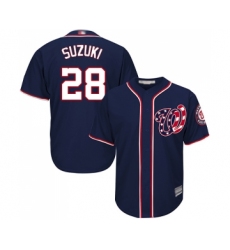 Men's Washington Nationals #28 Kurt Suzuki Replica Navy Blue Alternate 2 Cool Base Baseball Jersey