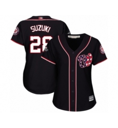 Women's Washington Nationals #28 Kurt Suzuki Authentic Navy Blue Alternate 2 Cool Base 2019 World Series Bound Baseball Jersey