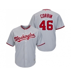 Men's Washington Nationals #46 Patrick Corbin Replica Grey Road Cool Base Baseball Jersey