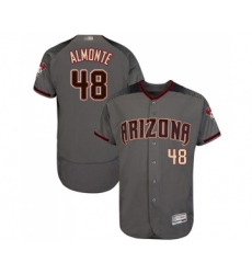 Men's Arizona Diamondbacks #48 Abraham Almonte Grey Road Authentic Collection Flex Base Baseball Jersey