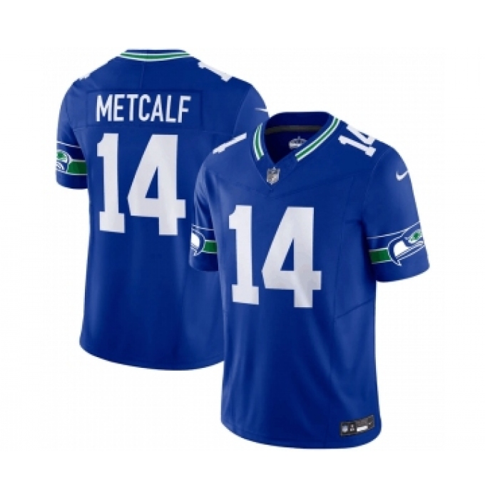 Men's Nike Seattle Seahawks #14 D.K. Metcalf Royal 2023 F.U.S.E. Vapor Limited Throwback Stitched Jersey