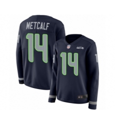 Women's Seattle Seahawks #14 D.K. Metcalf Limited Navy Blue Therma Long Sleeve Football Jersey Women's Seattle Seahawks #14 D.K. Metcalf Limited Navy Blue Therma Long Sleeve Football Jersey