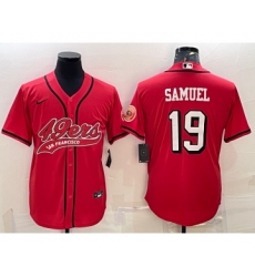 Men's San Francisco 49ers #19 Deebo Samuel Red Color Rush With Patch Cool Base Stitched Baseball Jersey