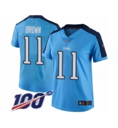 Women's Tennessee Titans #11 A.J. Brown Limited Light Blue Rush Vapor Untouchable 100th Season Football Jersey