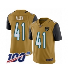 Men's Jacksonville Jaguars #41 Josh Allen Limited Gold Rush Vapor Untouchable 100th Season Football Jersey