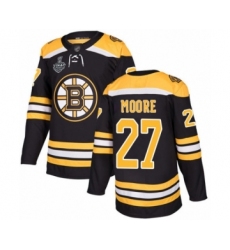 Men's Boston Bruins #27 John Moore Authentic Black Home 2019 Stanley Cup Final Bound Hockey Jersey