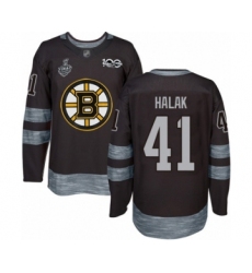 Men's Boston Bruins #41 Jaroslav Halak Authentic Black 1917-2017 100th Anniversary 2019 Stanley Cup Final Bound Hockey Jersey