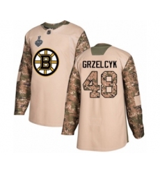 Men's Boston Bruins #48 Matt Grzelcyk Authentic Camo Veterans Day Practice 2019 Stanley Cup Final Bound Hockey Jersey