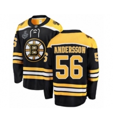 Men's Boston Bruins #56 Axel Andersson Authentic Black Home Fanatics Branded Breakaway 2019 Stanley Cup Final Bound Hockey Jersey
