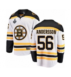 Men's Boston Bruins #56 Axel Andersson Authentic White Away Fanatics Branded Breakaway 2019 Stanley Cup Final Bound Hockey Jersey