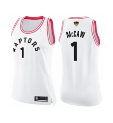 Women's Toronto Raptors #1 Patrick McCaw Swingman White Pink Fashion 2019 Basketball Finals Bound Jersey