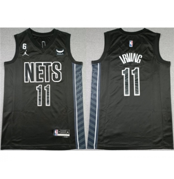 Men's Brooklyn Nets #11 Kyrie Irving Black2022-23 Statement Edition No.6 Patch Stitched Basketball Jersey