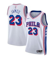 Men's Philadelphia 76ers #23 LeBron James White 2026 Association Edition Stitched Jersey