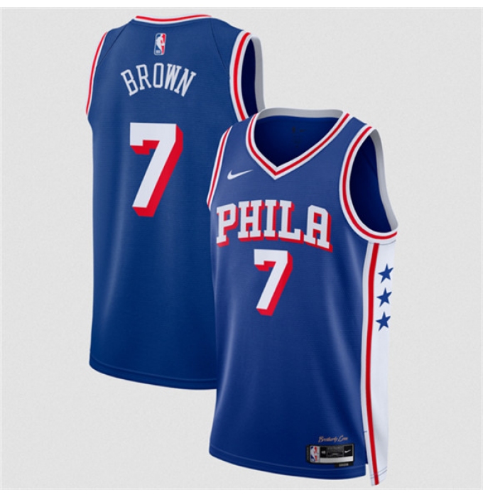 Men's Philadelphia 76ers #7 Jaylen Brown Royal 2026 Icon Edition Stitched Jersey