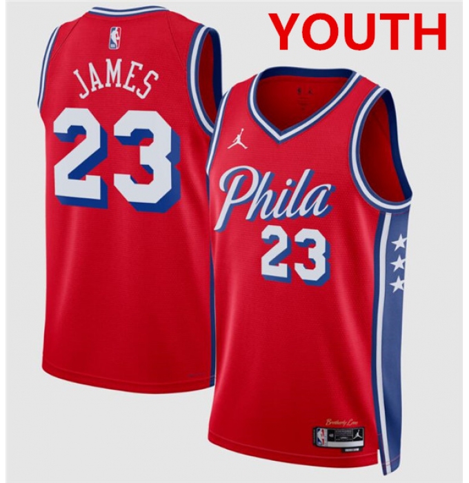 Youth Philadelphia 76ers #23 LeBron James Red 2026 Statement Edition Stitched Jersey
