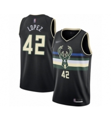 Women's Milwaukee Bucks #42 Robin Lopez Swingman Black Finished Basketball Jersey - Statement Edition