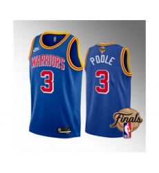 Men's Golden State Warriors #3 Jordan Poole 2022 Royal NBA Finals Stitched Jersey