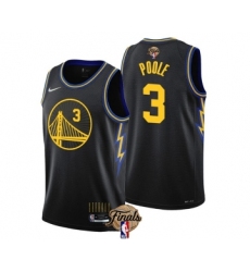 Men's Golden State Warriors #3 Jordan Poole Black 2022 Finals Stitched Jersey