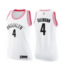 Women's Brooklyn Nets #4 Henry Ellenson Swingman White Pink Fashion Basketball Jerse