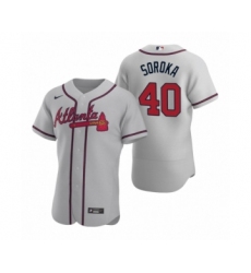 Men's Atlanta Braves #40 Mike Soroka Nike Gray Authentic 2020 Road Jersey