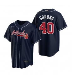 Men's Nike Atlanta Braves #40 Mike Soroka Navy Alternate Stitched Baseball Jersey