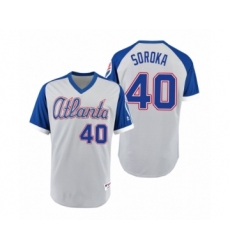 Women Braves #40 Mike Soroka Gray Royal 1979 Turn Back the Clock Authentic Jersey