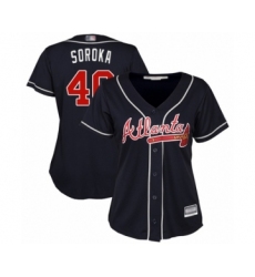 Women's Atlanta Braves #40 Mike Soroka Authentic Blue Alternate Road Cool Base Baseball Jersey