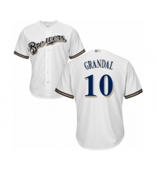 Youth Milwaukee Brewers #10 Yasmani Grandal Authentic White Alternate Cool Base Baseball Jersey