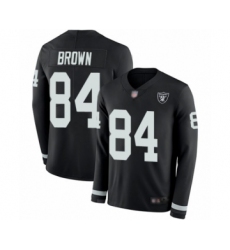 Youth Oakland Raiders #84 Antonio Brown Limited Black Therma Long Sleeve Football Jersey