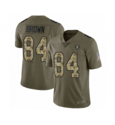Youth Oakland Raiders #84 Antonio Brown Limited Olive Camo 2017 Salute to Service Football Jersey