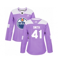 Women's Edmonton Oilers #41 Mike Smith Authentic Purple Fights Cancer Practice Hockey Jersey