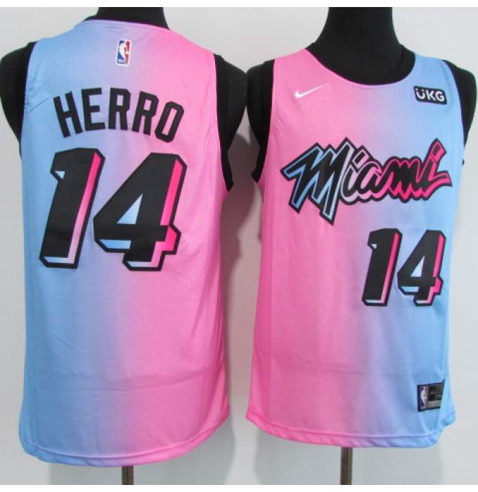 Men's Miami Heat #14 Tyler Herro Pink-Blue Swingman Basketball Jersey