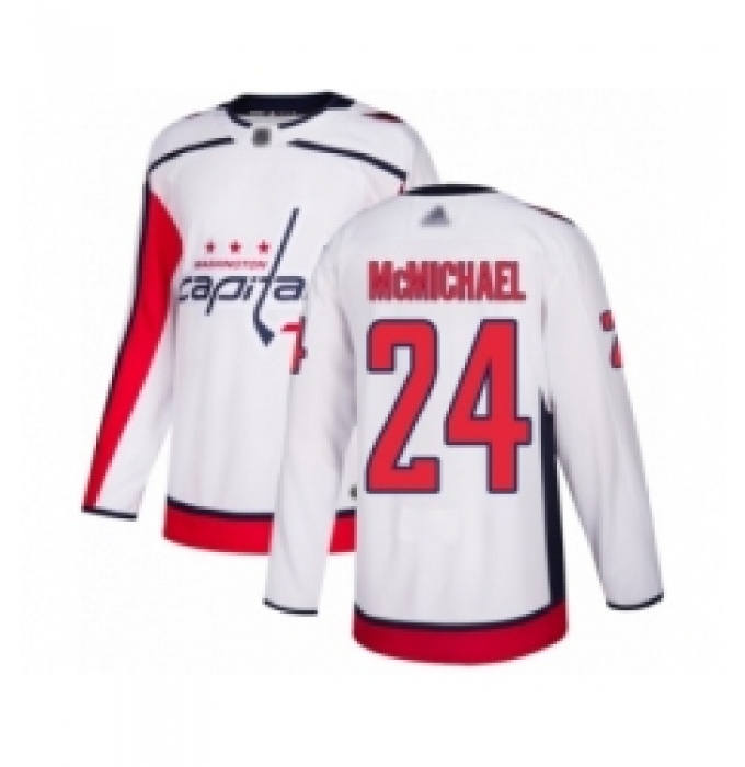 Men's Washington Capitals #24 Connor McMichael Authentic White Away Hockey Jersey