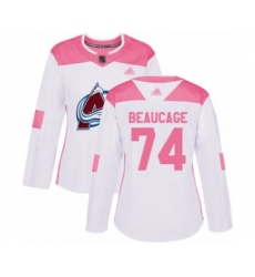 Women's Colorado Avalanche #74 Alex Beaucage Authentic White Pink Fashion Hockey Jersey