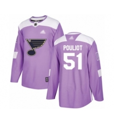 Youth St. Louis Blues #51 Derrick Pouliot Authentic Purple Fights Cancer Practice Hockey Jersey