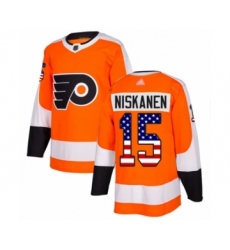 Men's Philadelphia Flyers #15 Matt Niskanen Authentic Orange USA Flag Fashion Hockey Jersey