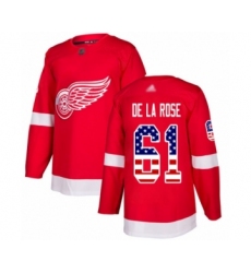 Youth Detroit Red Wings #61 Jacob de la Rose Authentic Red USA Flag Fashion Hockey Jersey