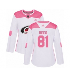 Women's Carolina Hurricanes #81 Jamieson Rees Authentic White Pink Fashion Hockey Jersey