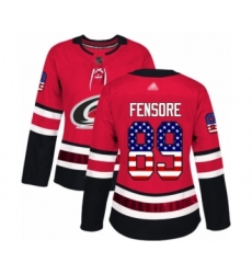 Women's Carolina Hurricanes #89 Domenick Fensore Authentic Red USA Flag Fashion Hockey Jersey