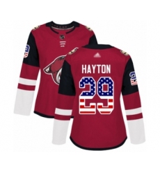 Women's Arizona Coyotes #29 Barrett Hayton Authentic Red USA Flag Fashion Hockey Jersey