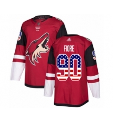 Men's Arizona Coyotes #90 Giovanni Fiore Authentic Red USA Flag Fashion Hockey Jersey