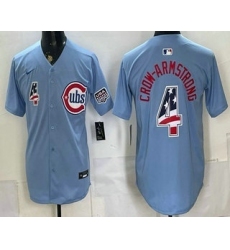 Men's Chicago Cubs #4 Pete Crow Armstrong Blue 2026 USA 250 Fourth of July Stitched Jersey