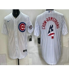 Men's Chicago Cubs #4 Pete Crow Armstrong White 2026 USA 250 Fourth of July Stitched Jersey