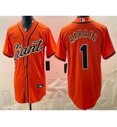 Men's San Francisco Giants #1 Luis Arraez Orange Cool Base Stitched Jersey