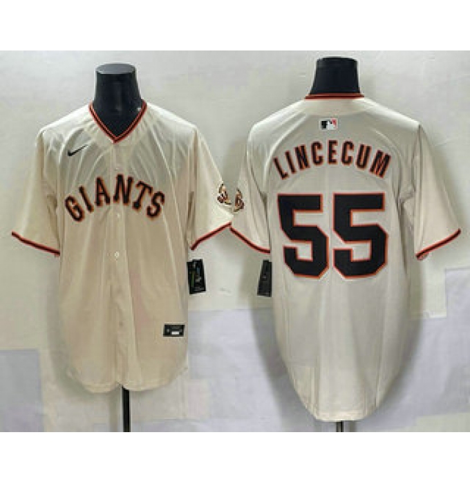 Men's San Francisco Giants #55 Tim Lincecum Cream Limited Stitched Jersey