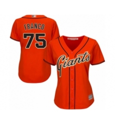 Women's San Francisco Giants #75 Enderson Franco Authentic Orange Alternate Cool Base Baseball Player Jersey