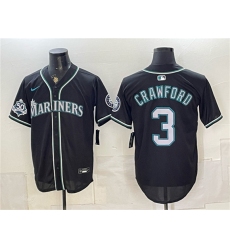 Men's Seattle Mariners #3 J.P. Crawford Black 50th Anniversary Alternate Stitched Baseball Jersey