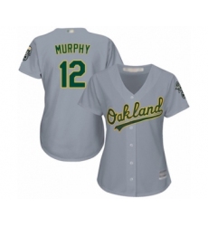 Women's Oakland Athletics #12 Sean Murphy Authentic Grey Road Cool Base Baseball Player Jersey